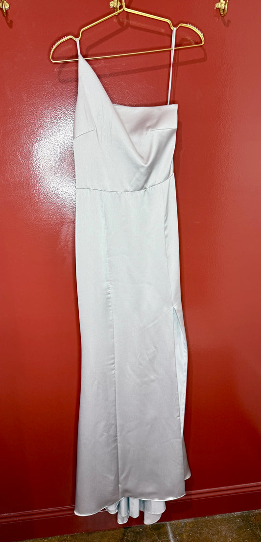 Amsale Grey One Shoulder Formal Dress 8
