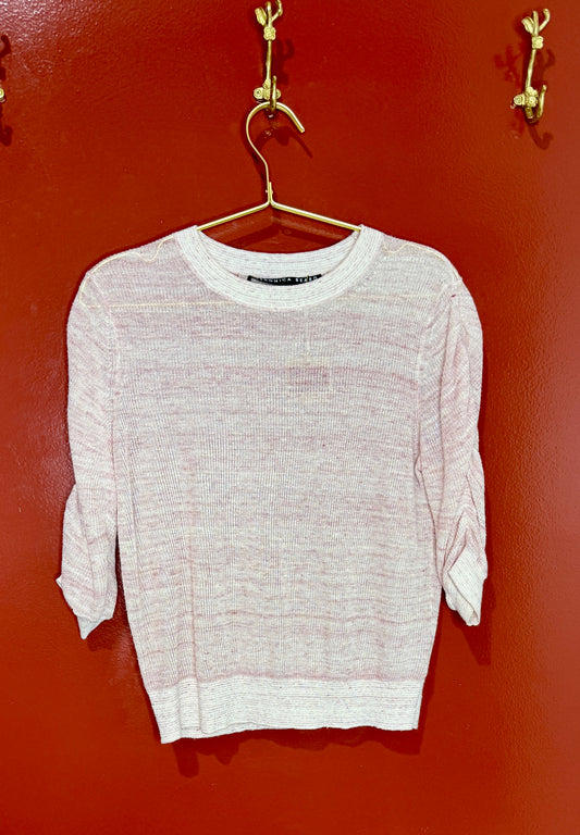 Veronica Beard Pink Sheer Knit Top S