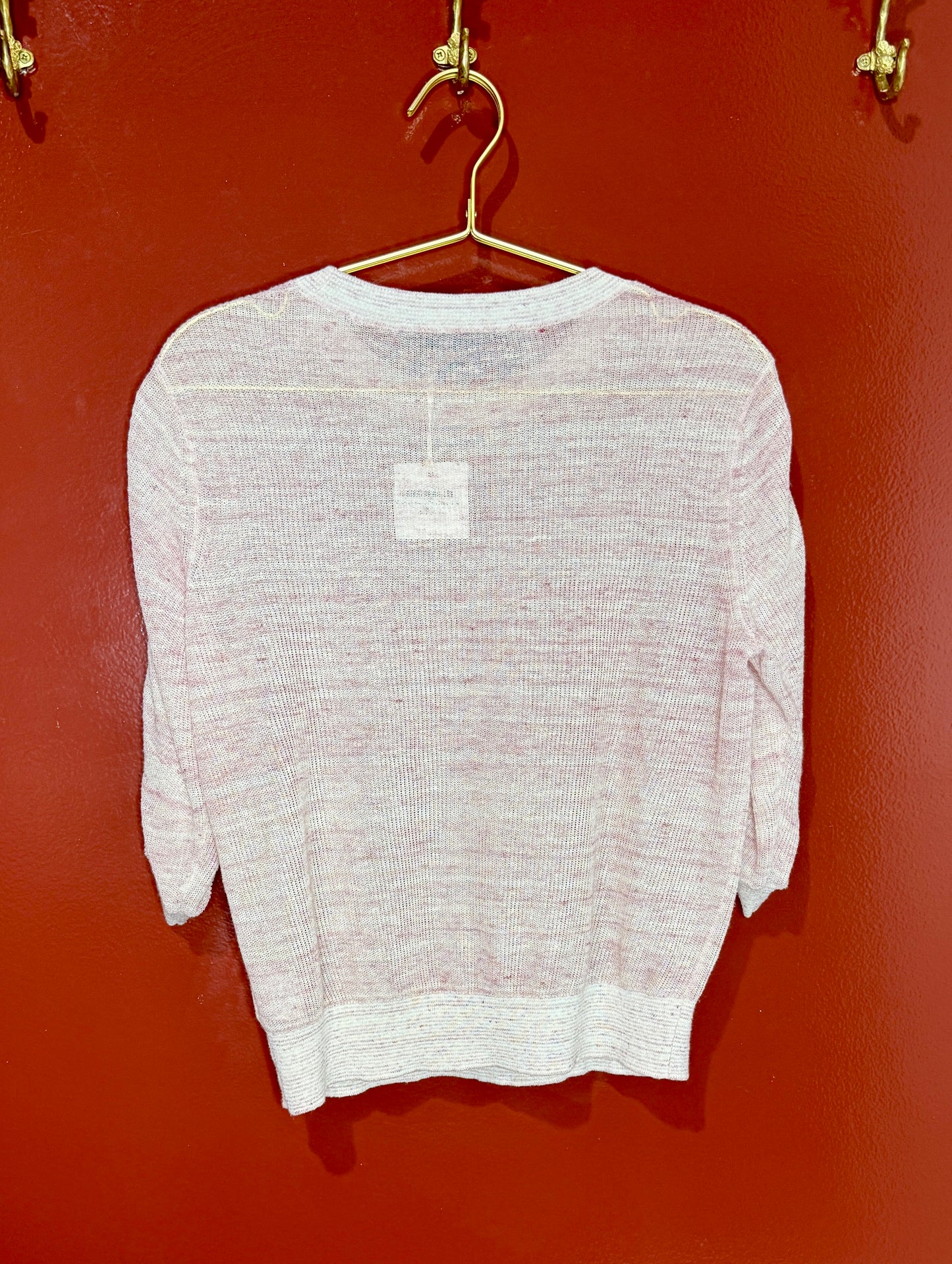 Veronica Beard Pink Sheer Knit Top S