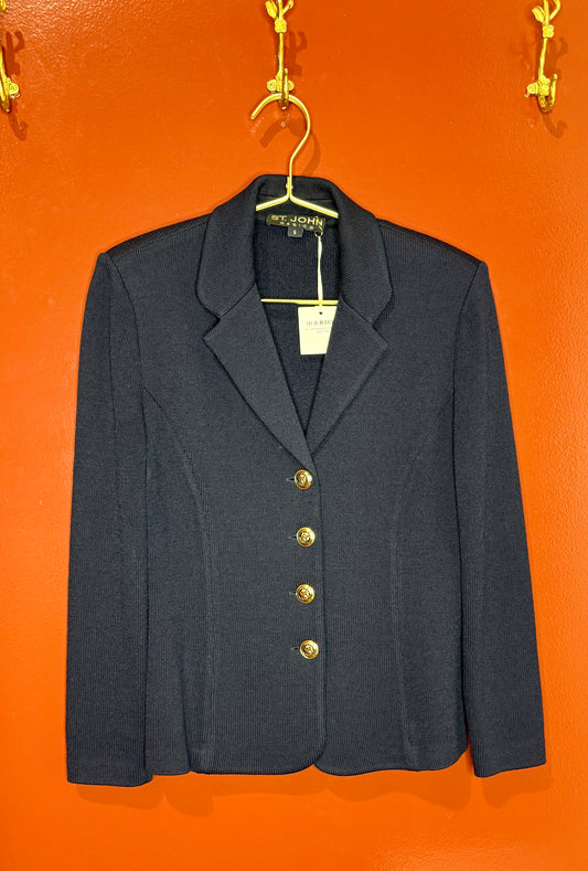 St. John Navy Knit Blazer 6