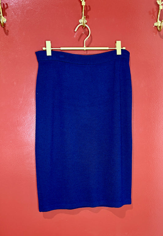 St. John Navy Knit Knee Length Skirt 4