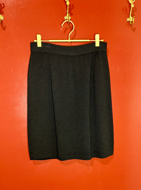 St. John Black Knit Knee Length Skirt 6