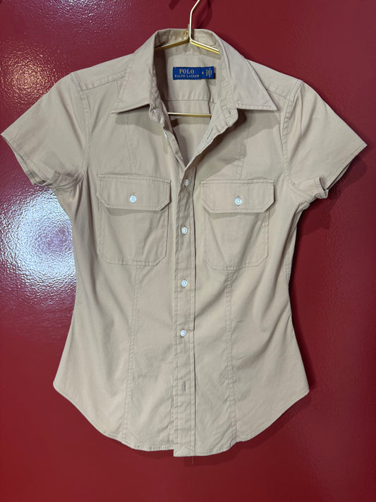 Polo Ralph Lauren Tan Button Down Top 0