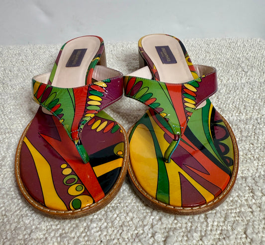 Emillio Pucci Leather Block Heels Sandles 37