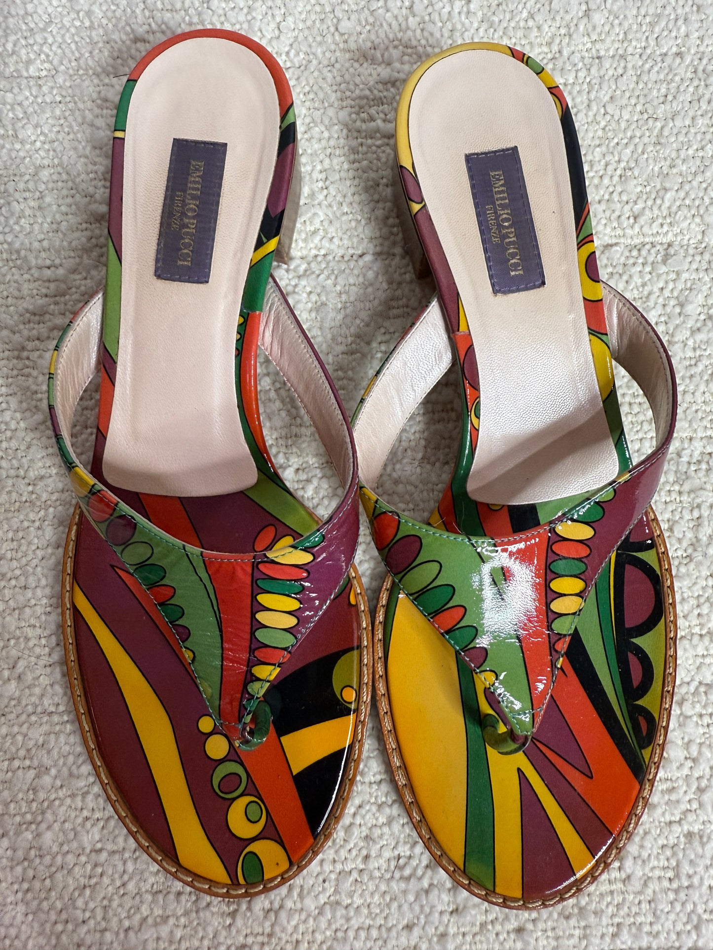 Emillio Pucci Leather Block Heels Sandles 37