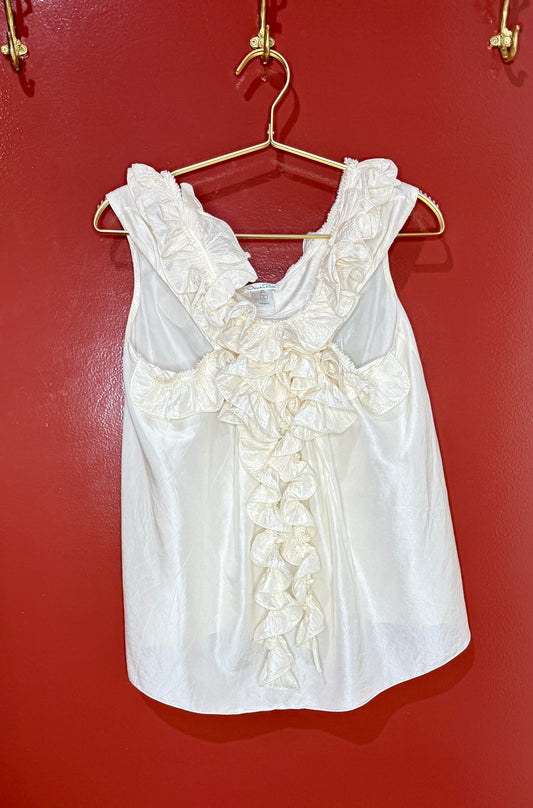 Oscar De La Renta Sleeveless Cream Ruffle Top 4