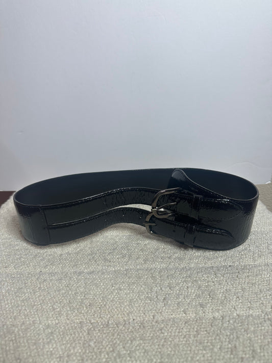 Oscar De La Renta Black Patent Belt M