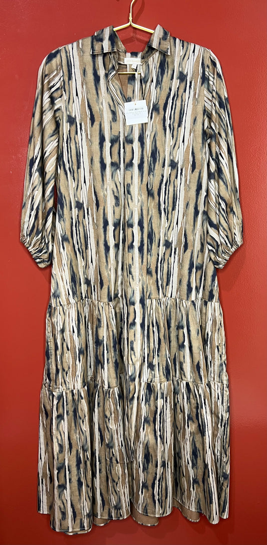 Ann Masburn Brown/Black Tie Up Maxi Dress XS