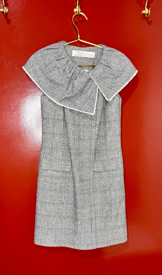 Lela Rose Silver/Black Wool Tweed Dress 0