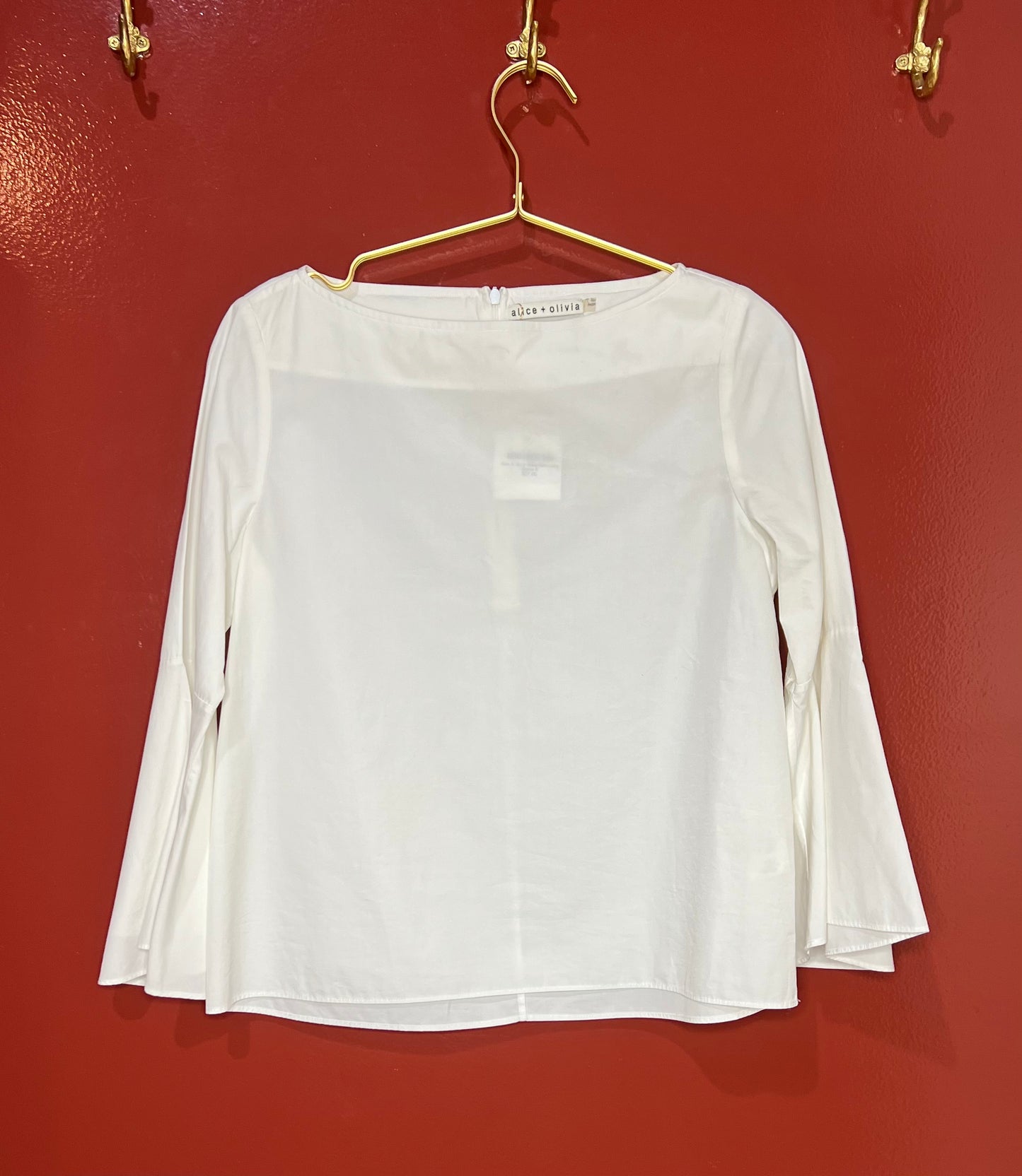 Alice & Olivia White Flare Long Sleeve S