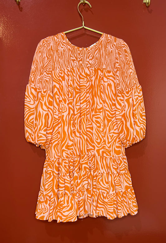 Cinq a Sept Orange Pattern Dress 4