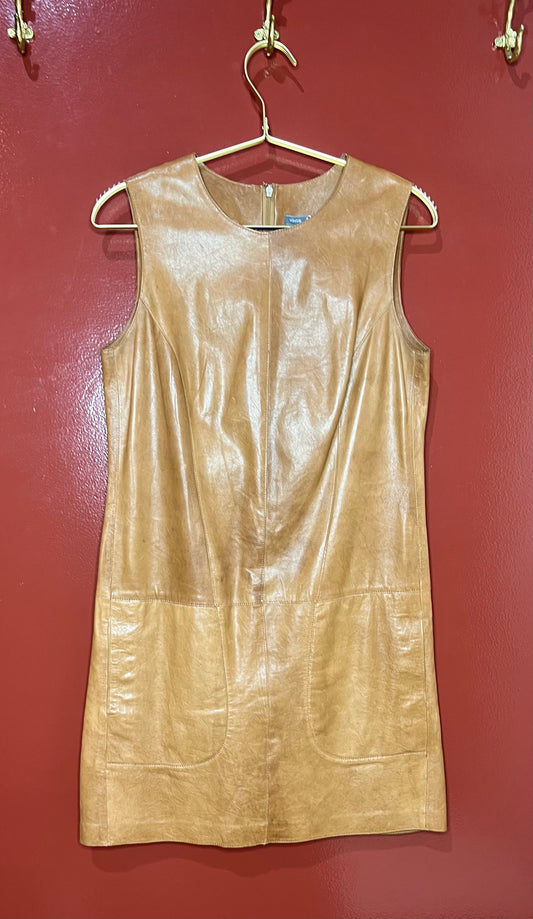 Vince Brown Leather Dress 6
