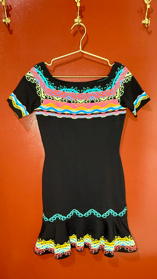 Peter Pilotto Black and Multicolor Knit Dress M